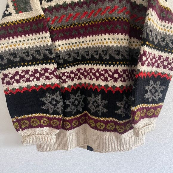 Handmade in Ecuador Zip-Front Oversized Boho 100% Wool‎ Sweater Cardigan - Picture 13 of 13